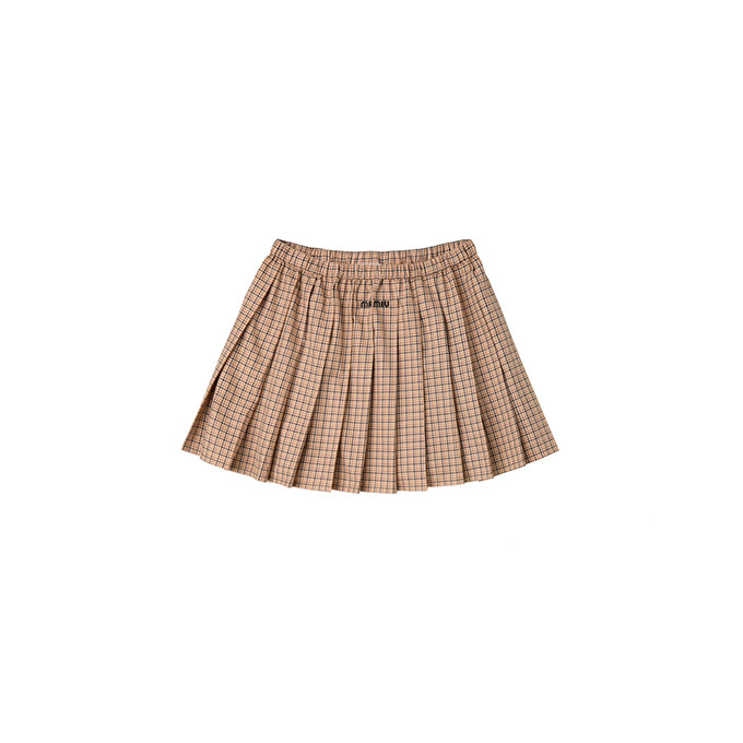 9A+ quality miu miu check pleated mini skirt